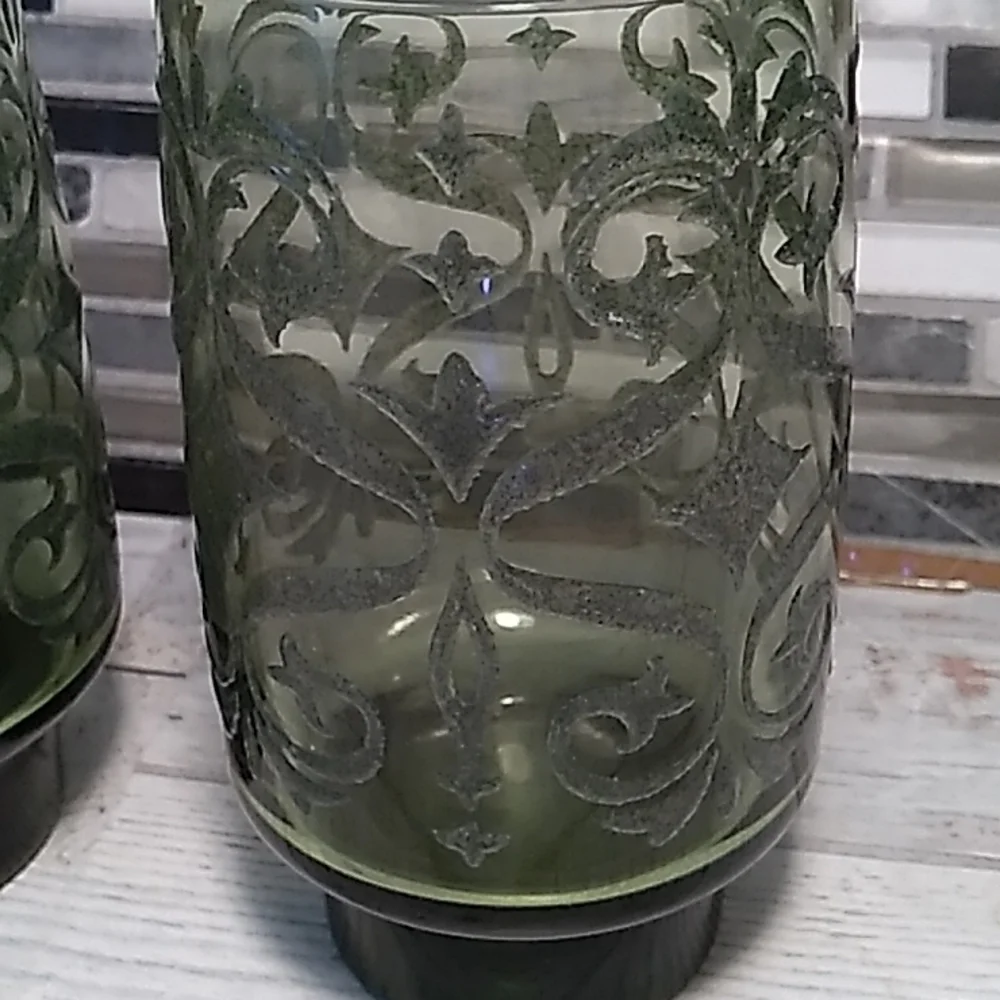 Vintage 1970s Libbey green glasses